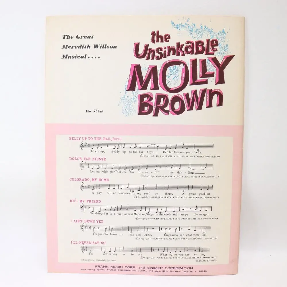 Vocal Selections Unsinkable Molly Brown Songbook Sheet Music Musical Showtunes